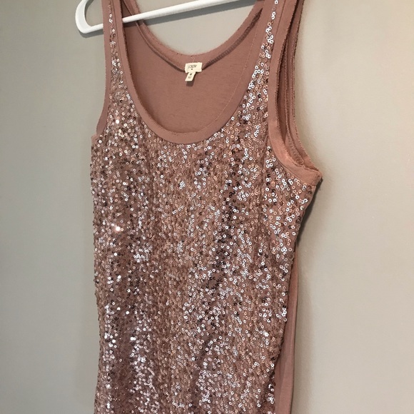 ✨SOLD✨J Crew Rose Gold Sequin Tank Top - Picture 6 of 8
